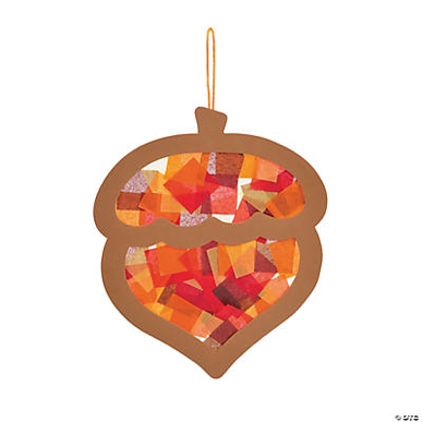Tissue acetate acorn craft with mosaic design on a white background