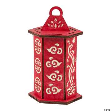 Red wooden lantern on a white background