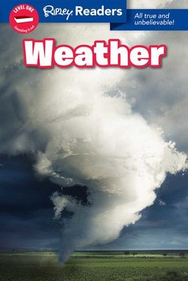 Book cover of 'Weather' by Ripley Readers with a large cloud and stormy sky.