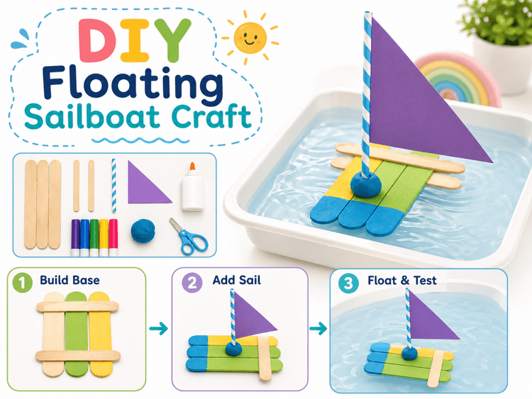 DIY Floating Sailboat Craft for Kids | Nautical Waterway Activity ...