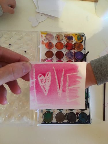 Wax Resistant Watercolor Valentines - Little Dreamers Club