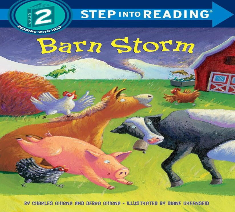 Book cover of "Barn Storm" with colorful illustrations of farm animals