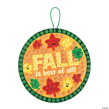 Create a Fall Glitter mosaic hanging ornament.