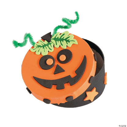 Pumpkin-shaped trinket box with a smiling face on a transparent background