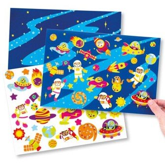 Solar System sticker scene on a white background.