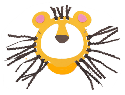 Lion face craft with yellow mane on a transparent background