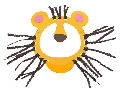 Lion face craft with yellow mane on a transparent background