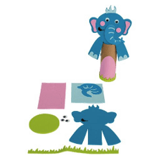 Colorful tube animal characters on a green background