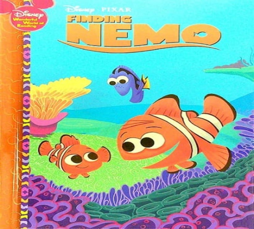 Colorful cover of 'Finding Nemo' with two fish and coral reef illustration.