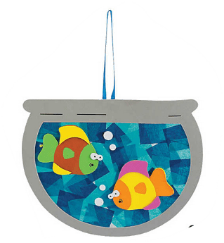 Colorful fish in a fishbowl with a clear background
