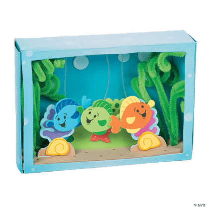 Aquarium craft with colorful fish and plants on a clear background