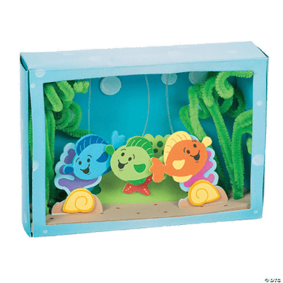 Aquarium craft with colorful fish and plants on a clear background