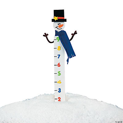 Snowman-themed measuring stick with numbers on a white background