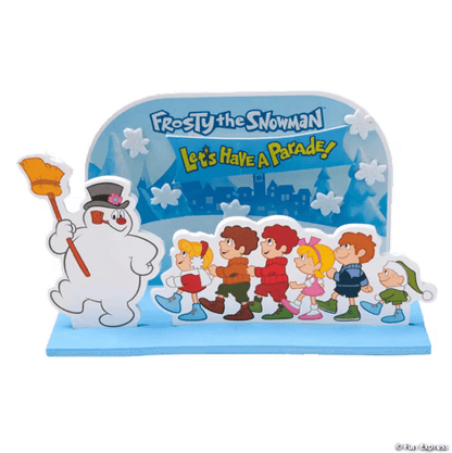 Frosty the Snowman 3D craft set with snowman and children on a transparent background