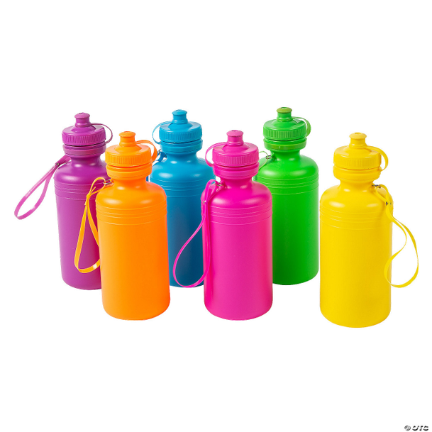 Set of colorful water bottles on a white background
