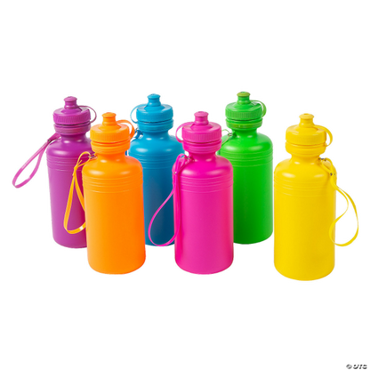 Set of colorful water bottles on a white background