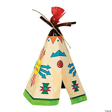 Decorative teepee with colorful patterns on a white background