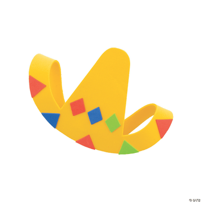 Yellow sombrero with colorful square shapes on a transparent background