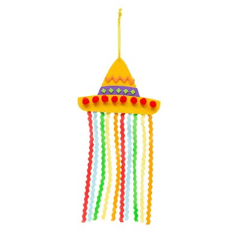 Decorative sombrero with colorful ribbons on a transparent background