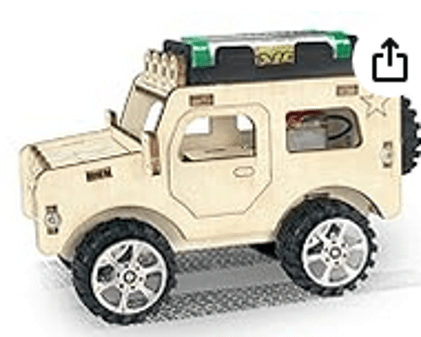 Wooden truck with a green toolbox on top, on a white background