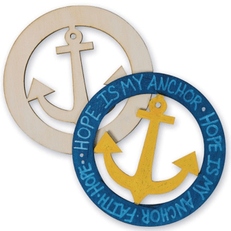 Decorative anchor with 'Hope is my anchor' text on a white background