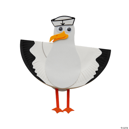 Seagull character with a sailor hat on a transparent background