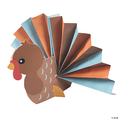 Turkey craft with an  accordion folded  tail on a transparent background