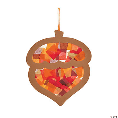 Decorative acorn with colorful mosaic design on a transparent background
