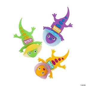 Colorful lizards on a white background
