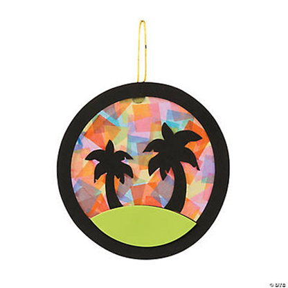 Acetate issue paper island with 2 palm trees on a white background 