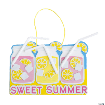 Yellow  and pink lemonade on a Sweet Summer Craft Sign