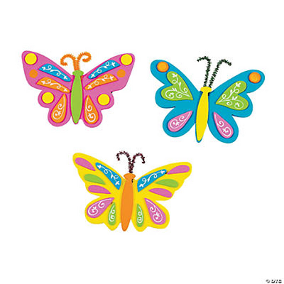 3 colorful butterflies on a white background