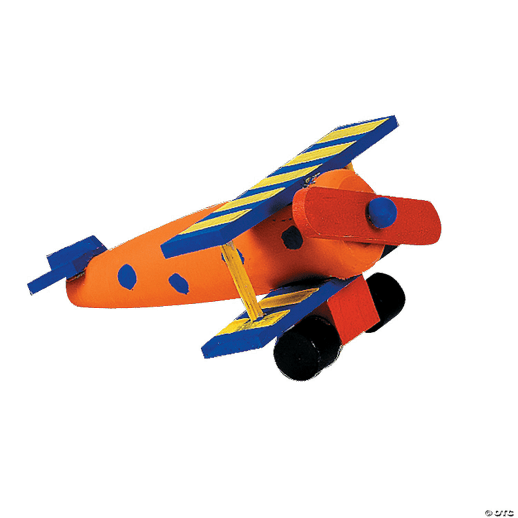 Colorful wooden airplane on a transparent background