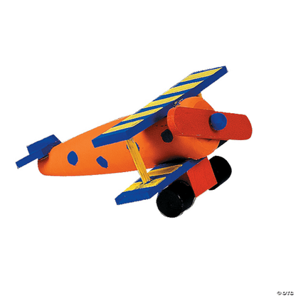 Colorful wooden airplane on a transparent background