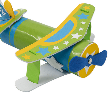 Colorful airplane with a propeller on a white background