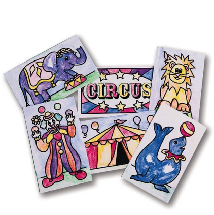 Paint a dot circus figure on a white background