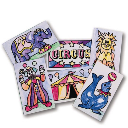 Paint a dot circus figure on a white background