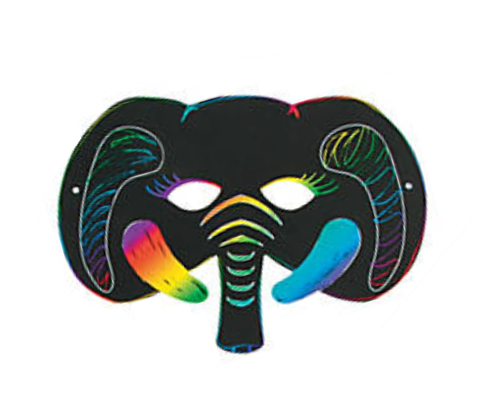 Scratch art elephant mask on a white background