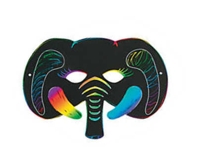 Scratch art elephant mask on a white background