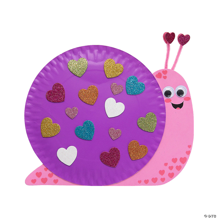 Crafted snail with a purple shell and pink body on a white background