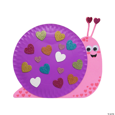 Crafted snail with a purple shell and pink body on a white background