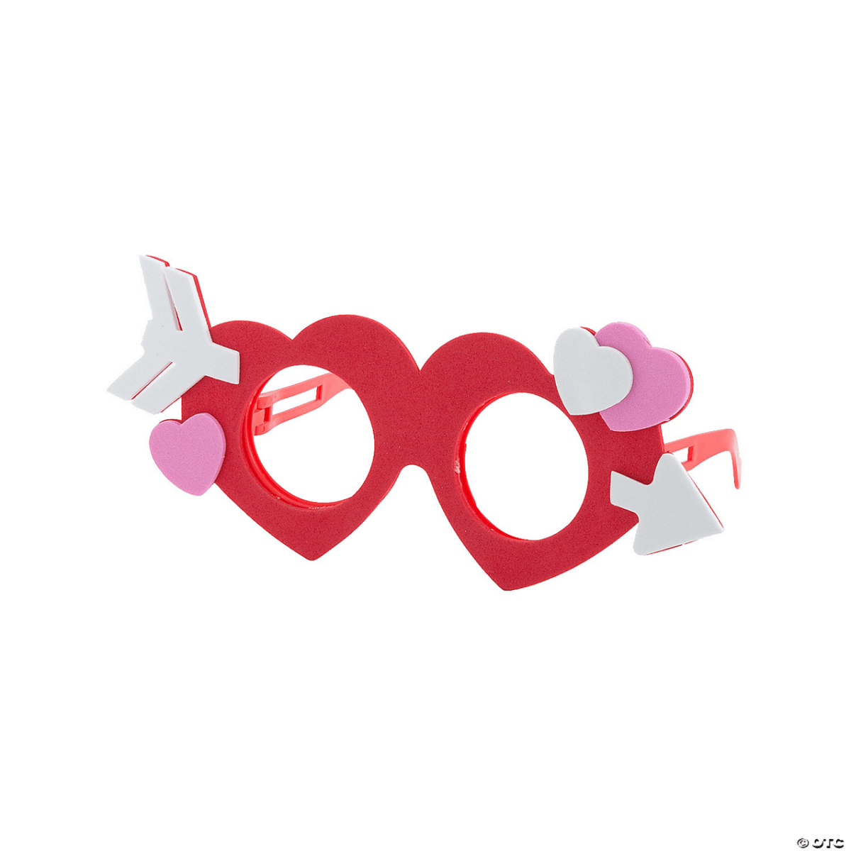 Red heart-shaped sunglasses with decorative elements on a transparent background