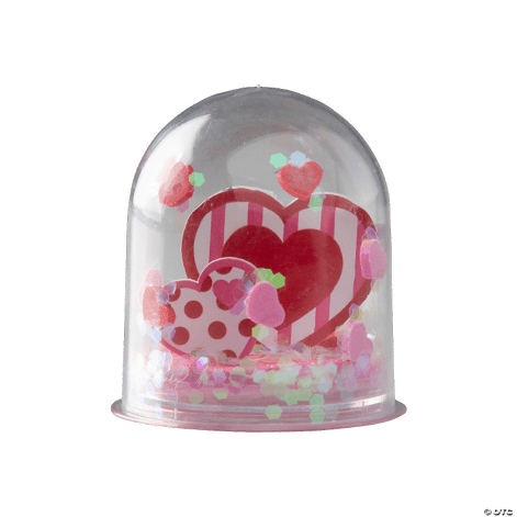 Decorative glitter dome with heart designs on a transparent background