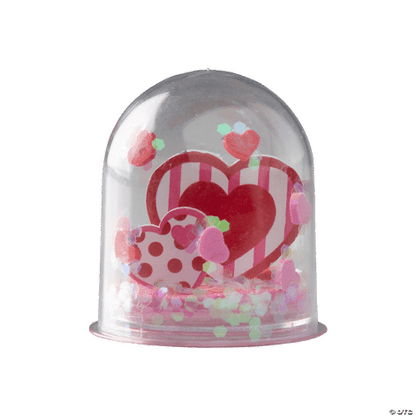 Decorative glitter dome with heart designs on a transparent background