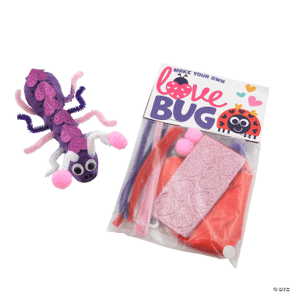 Purple love bug craft with packaging on a white background