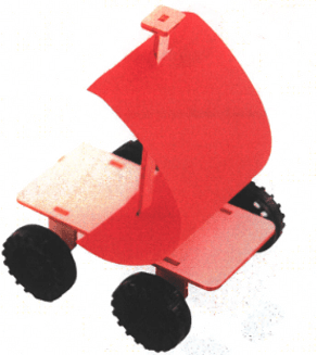 Red car with a white interior on a transparent background