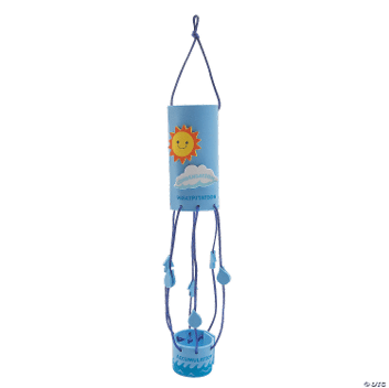 Blue wind sock with sun design on a white background