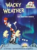 Book cover of 'Wacky Weather' with cartoon characters and text.
