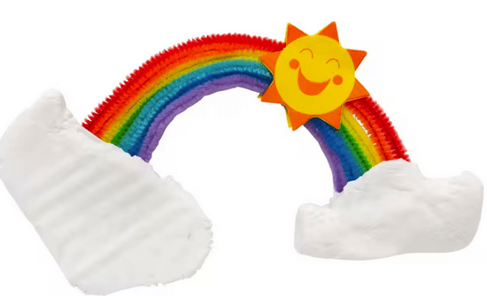 Rainbow and sun craft on white background