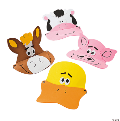 Four farm animal visors on a transparent background